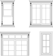 vector sketch illustration silhouette design of balcony window with pergola for classical elements vintage