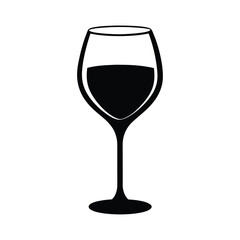 Wine Glass Elegant Stem Vector Silhouette