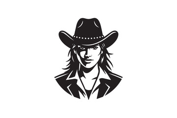 cowgirl hat silhouette  Vector