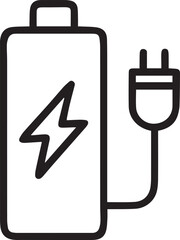 Battery with Plug Line Icon – Energy Storage Symbol