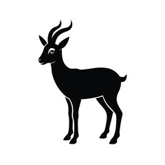 Chamois Hooked Horns Vector Silhouette