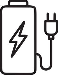Minimal Battery Charging Icon in Line Art Style