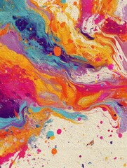 Vibrant abstract paint background. Fluid, colorful marbling texture. Perfect for modern designs, websites, and prints. Ideal for various commercial uses.