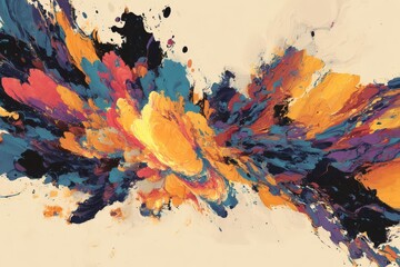 Vibrant abstract painting, fluid colors, dynamic energy. Perfect for modern design, website backgrounds, and artistic projects. Ideal for commercial use.