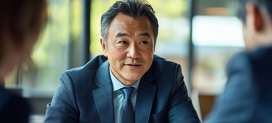 Obraz premium Business negotiation between japanese executive and australian client in modern office setting discussing strategies and building relationships