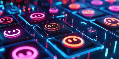 Digital customer feedback system using neon emoji scale