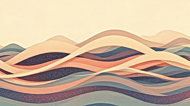 a series of parallel, curved forms interlock and overlap, generating a dynamic sense of movement across the horizontal plane