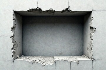 A Recessed Niche in a Weathered Concrete Wall A Textured Background for Design and Architectural Concepts
