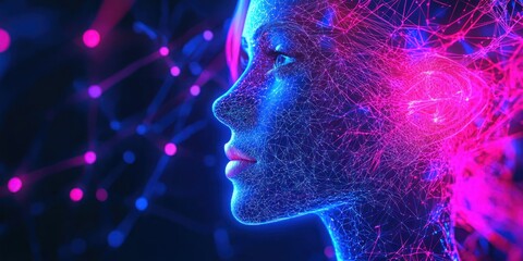 Obraz premium 3D neon panel for emotional feedback, high-contrast visuals