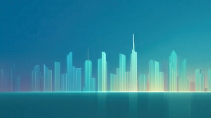 Obraz premium Futuristic City Skyline with Vibrant Lights and Abstract Design Elements