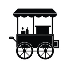 Food Vendor Cart Steaming Vector Art