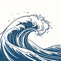 Powerful ocean wave abstract design illustration