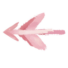 Artistic Arrow with Freeform Strokes in Blush Pink Isolated on Transparent Background