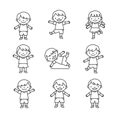 Whimsical child graphic featuring bright colors and detailed playful movements