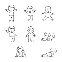 Happy kids composition featuring smiling cartoon children in different motions