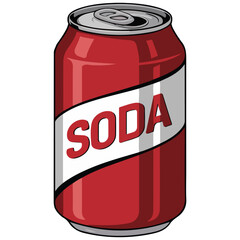 Opened carbonated drink can isolated vector illustration