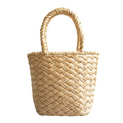 Elegant Straw Tote Bag with Delicate Weaving Isolated on Transparent Background