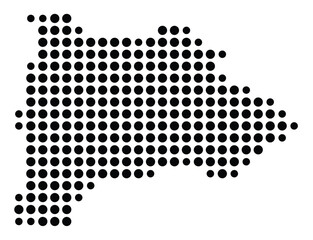 Symbol Map Of the County Burke (Georgia, US) showing the County with a few black dots
