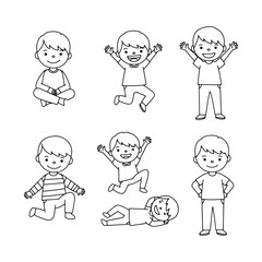 Cute cartoon kids design featuring dynamic gestures and lively movement