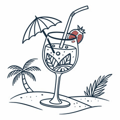 Summer cocktail drink illustration transparent background