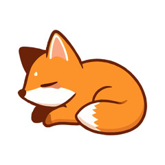 Obraz premium Adorable Little Animated, Contured Sleeping Fox Design