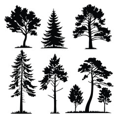 Obraz premium set of trees silhouettes vector