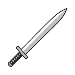 Simplified Grayscale Cartoon Sword