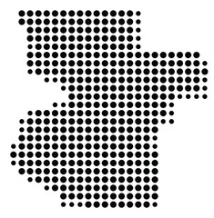 Symbol Map Of the County Lowndes (Georgia, US) showing the County with a few black dots