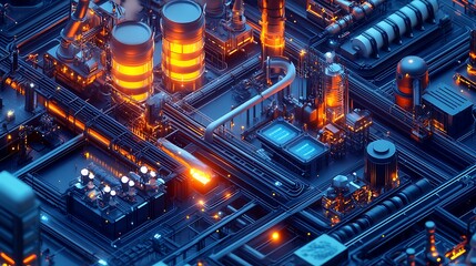 Detailed Futuristic Factory System with Intricate Piping and Advanced Technology
