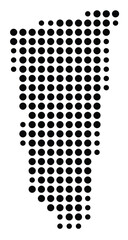Symbol Map Of the County Montgomery (Georgia, US) showing the County with a few black dots