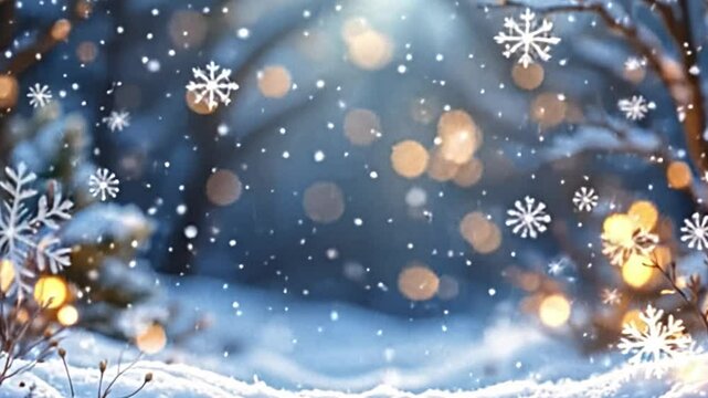 the border showcases a winter scene with stylized snowflakes and blurred lights suggesting christmas ambiance