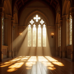 Sunlit_Interior_of_a_Grand_Hall_with_Gothic_Window