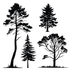 Obraz premium set of trees silhouettes vector