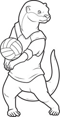 Otter Volleyball player Volleyball Animal Vector Graphic Art Illustration