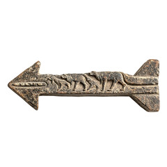 A Stone Arrow with Etruscan Wolf Motifs Romulus and Isolated on Transparent Background