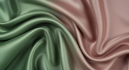 Obraz premium Draped Silk Fabric Showing Smooth Flowing Green and Pink Textures