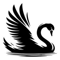 Obraz premium The black and white swan logo on a white isolated background. Vector graphics. EPS.