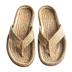 Bohemian Espadrille Sandals with Organic Woven Pattern Isolated on Transparent Background