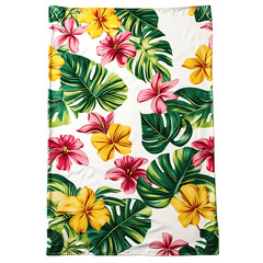 Tropical Beach Towel with Expansive Exotic Floral Design Isolated on Transparent Background