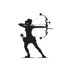 Fototapeta premium silhouette of a person shooting archery, customizable vector image