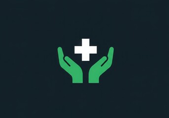 Obraz premium Hands holding a medical cross symbol on dark background