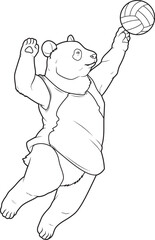 Panda Volleyball player Volleyball Animal Vector Graphic Art Illustration