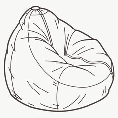 Comfortable beanbag chair line art illustration
