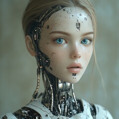 Futuristic android woman portrait
