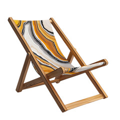 Modern Fold Away Wooden Beach Chair with a Dynamic Isolated on Transparent Background