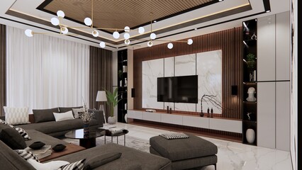 living room with fireplace