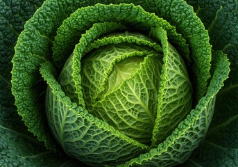 Obraz premium Close up shot of a fresh savoy cabbage