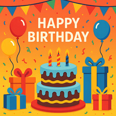 happy birthday card with cake