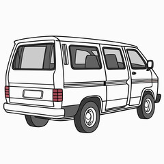 White minivan illustration isolated on white background