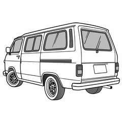 Professional cutout vintage van illustration transparent background